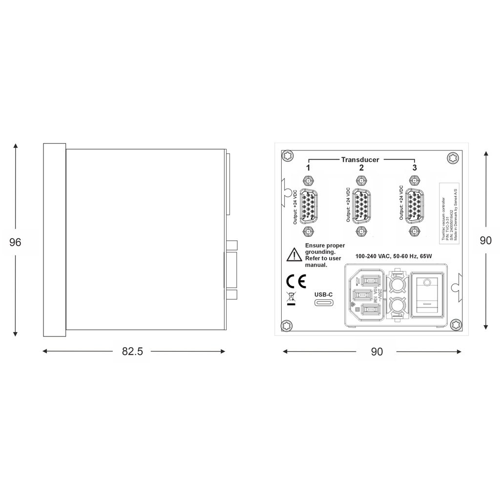 TVC-3 TrueVac, 3ch, USB, no rel, 90-230VAC, EU Power Cable